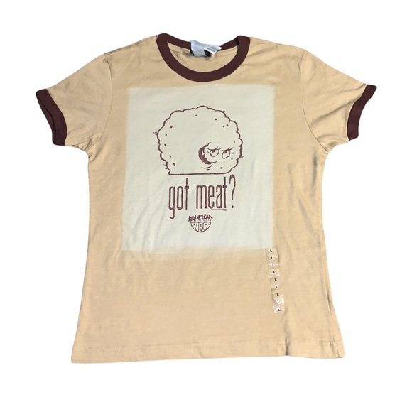 Vintage 2003 Meatwad Got Meat? Aqua Teen Hunger Force Womens Ringer Shirt - Picture 1 of 6
